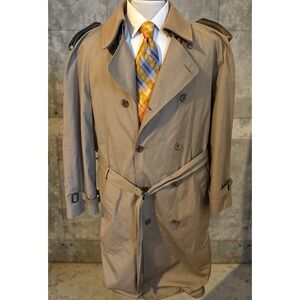 Vtg Brooks‎ Brothers Double Breasted Trench Coat Sz 44 Wool Zip Liner USA Made